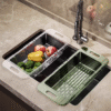 Kitchen Retractable Drain Rack, Vegetable Washing Basin Drain Basket, Household Plastic Vegetable Washing Basket, Sink Drain Basket, Kitchen Vegetable Basket (PACK OF 2)
